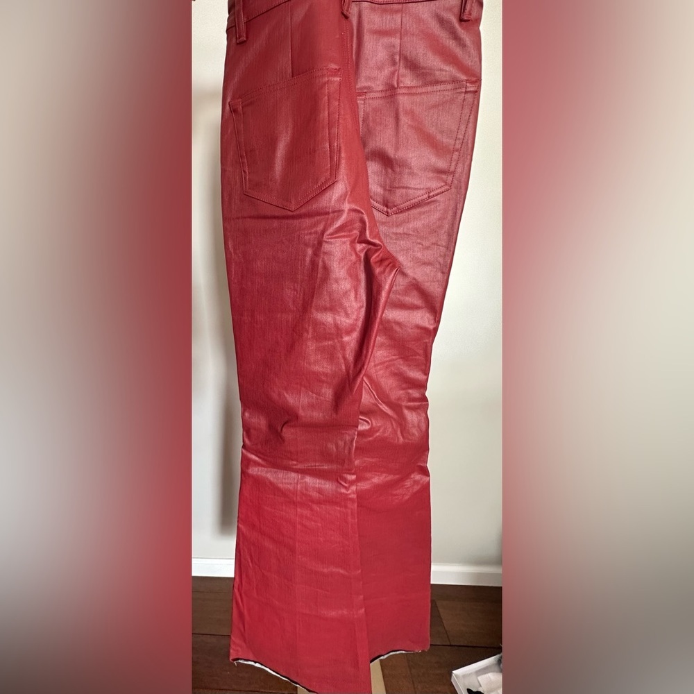 NWT Rick Owens Bolan High-rise coated Denim Jeans Cardinal Red Size 25 Burgundy - Picture 11 of 11